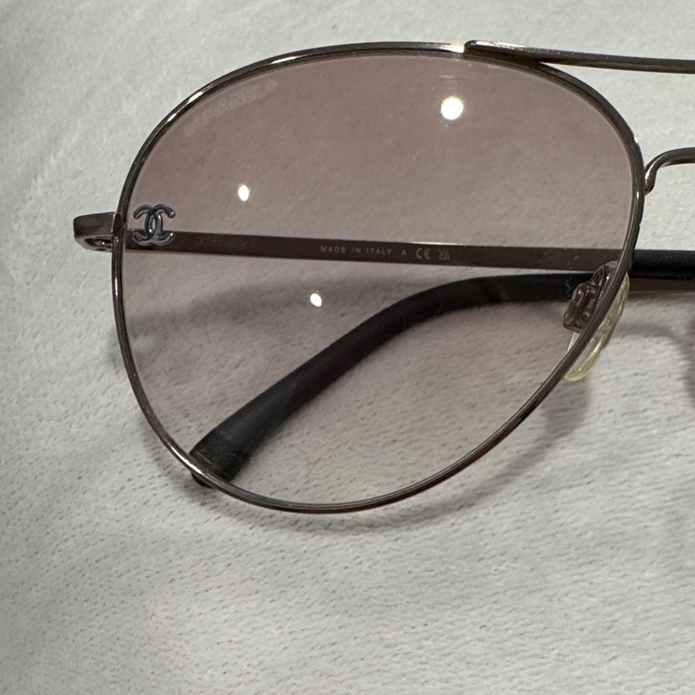 CHANEL Pink Lens Silver Frame Sunglasses